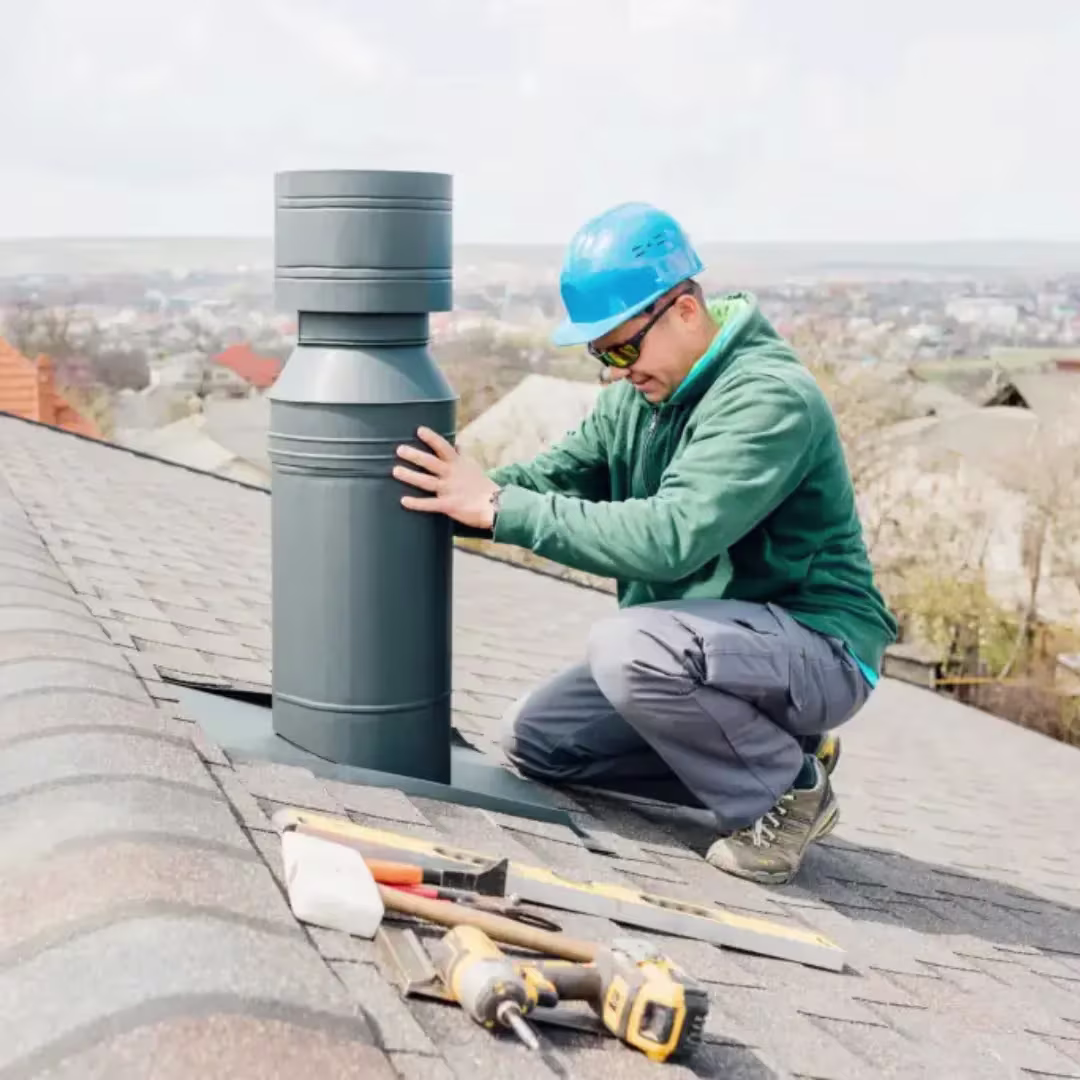 Interior fireplace inspection with flashlight